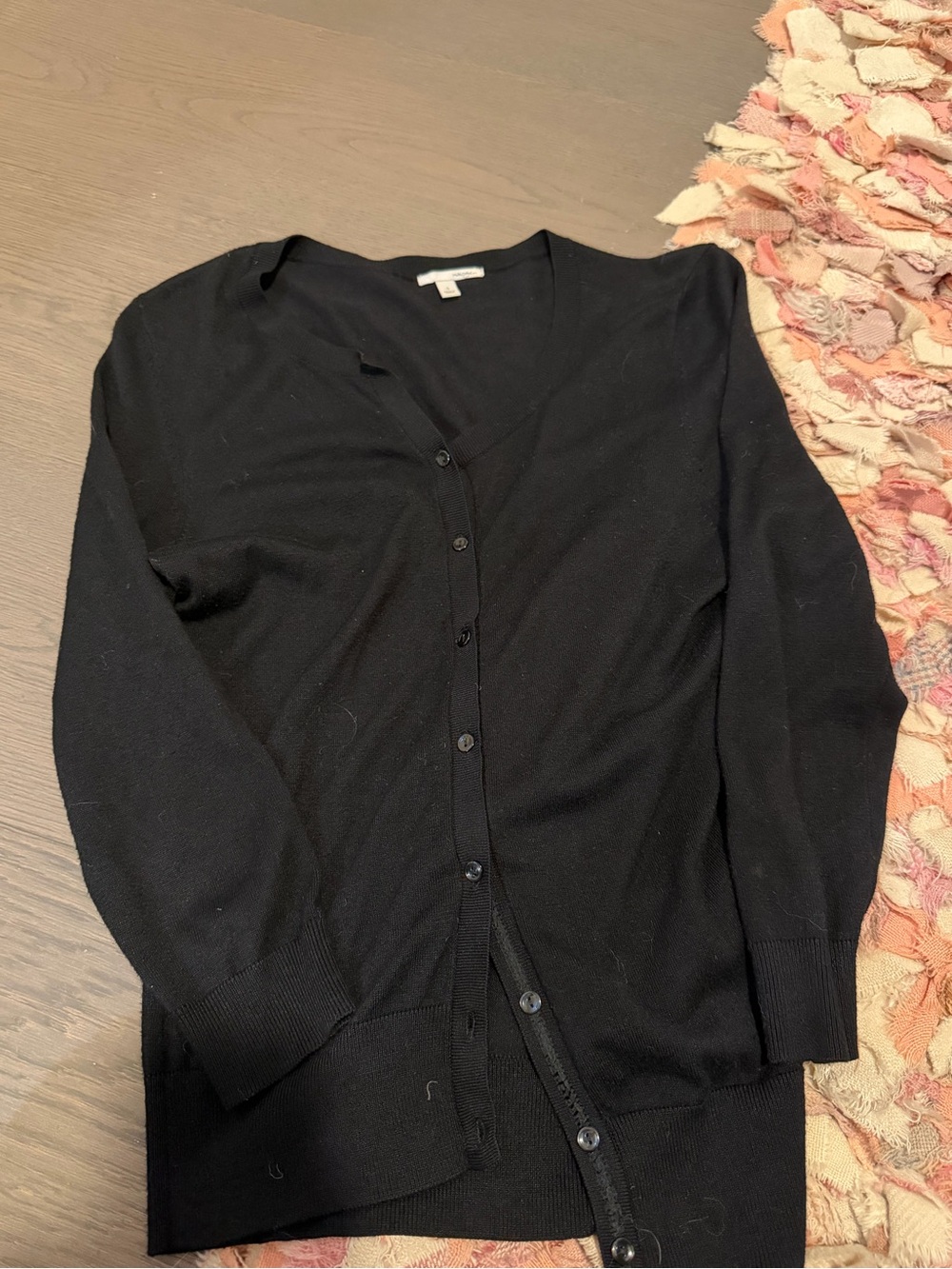 Halogen Black V-Neck Button-Front Cardigan